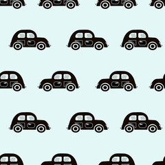 seamless pattern with retro car, textile, packaging, paper