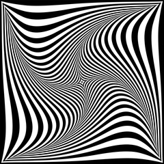 Vortex twisting movement illusion in abstract op art design.