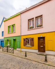 Colorful apartment building in Amiens, France.