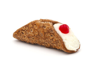 Sicilian cannolo isolated on white background