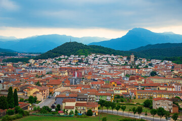 Naklejka na ściany i meble View of the city Olot. Girona, Spain