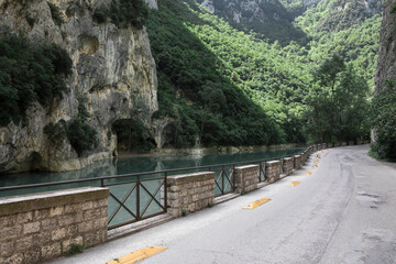 The street that pass through  the landscape and unspoiled nature at the Gole Del Furlo
