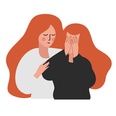 vector flat style modern illustration support woman crying - 428246264