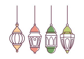 Fototapeta na wymiar Ramadan lantern icon design and Eid celebration