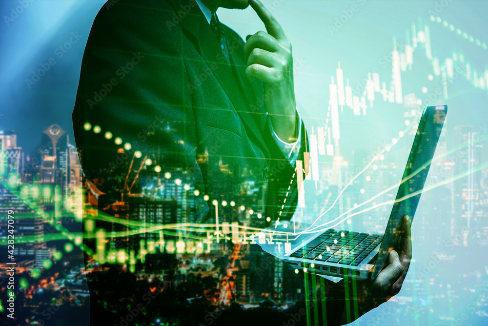 Poster financial data in term of a digital prices on led display. a number of daily market price and quotat