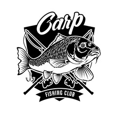 Carp fishing logo vector illustration, perfect for fish business supplier company logo, emblems, labels, badges and design elements, club logo and tournament
