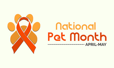 National Pet Month Observed on Annual Calendar of Every May Month Awareness Vector Illustration. Banner, Poster International Awareness Campaign Template.