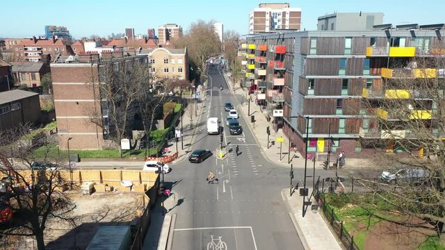 community traffic aerial view.