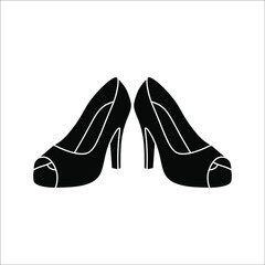 High heels icon isolated on white background. color editable