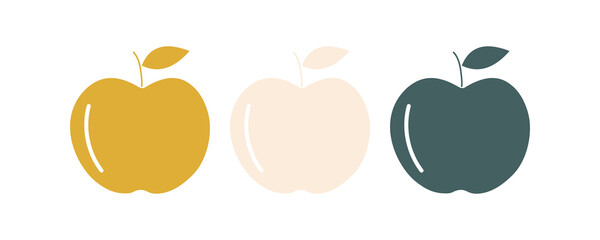 Set of apples in trending colors isolated on white. Print for clothes, pillows, children's textiles. 