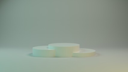 White plastic textures. 3D mint podium for packaging presentation. 3d illustration