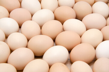 a lot of chicken eggs closeup