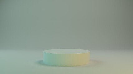 3D mint podium for packaging presentation. Product display with white plastic textures. 3d illustration