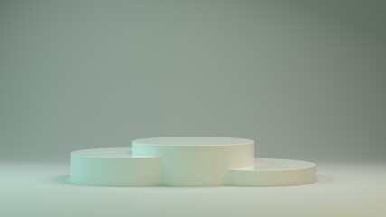Product display with white plastic textures. 3D mint podium for packaging presentation. 3d illustration