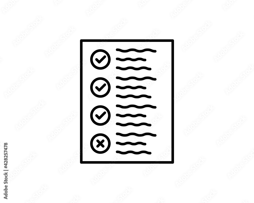 Poster clipboard checklist or clipboard survey form line art vector icon for apps and websites.
