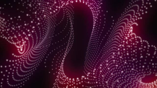Abstract looping video with bright pink rotating particles waves.