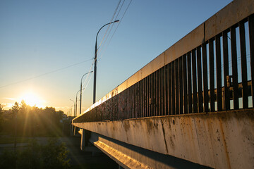 Large beautiful road bridge at dawn