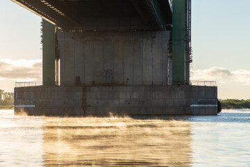 Large beautiful road bridge at dawn