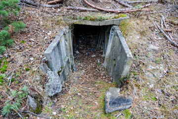 Poland, Hel - old fortification in forest. II world war in Poland