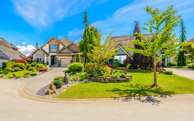 Luxury house in Vancouver, Canada against blue sky