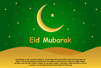 Obraz na płótnie Canvas green and gold color eid mubarak background design.