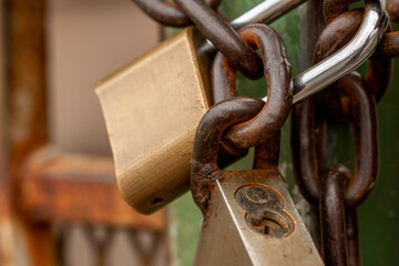 Locks and Metal Rusty Chains