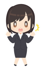 びっくりするビジネススーツ姿の女性