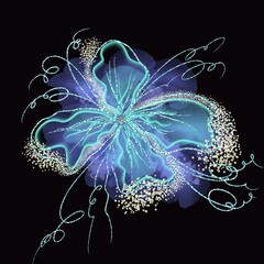 Abstract fluid art flower on a black background 