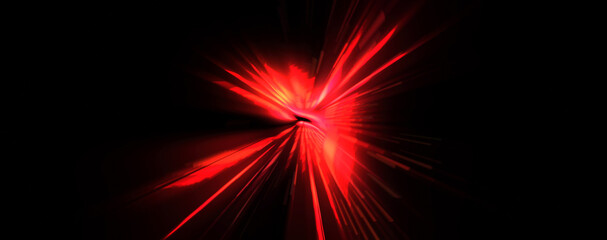 Futuristic lens flare. Light explosion star with glowing particles and lines. Beautiful abstract rays background.