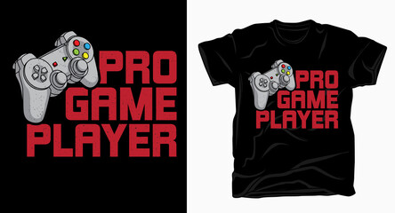 Pro game player typography with controller t shirt © charen_art
