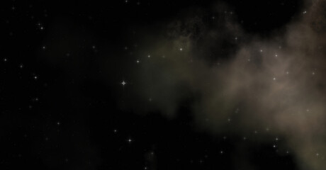 Star field in galaxy space with colorful nebula. Sci fi background of deep space. Ethereal wallpaper.