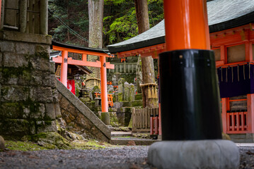Fushimi Inari Taisha Temple Background With Mossy Statues 