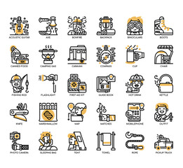 Set of Backpacker thin line and pixel perfect icons for any web and app project.