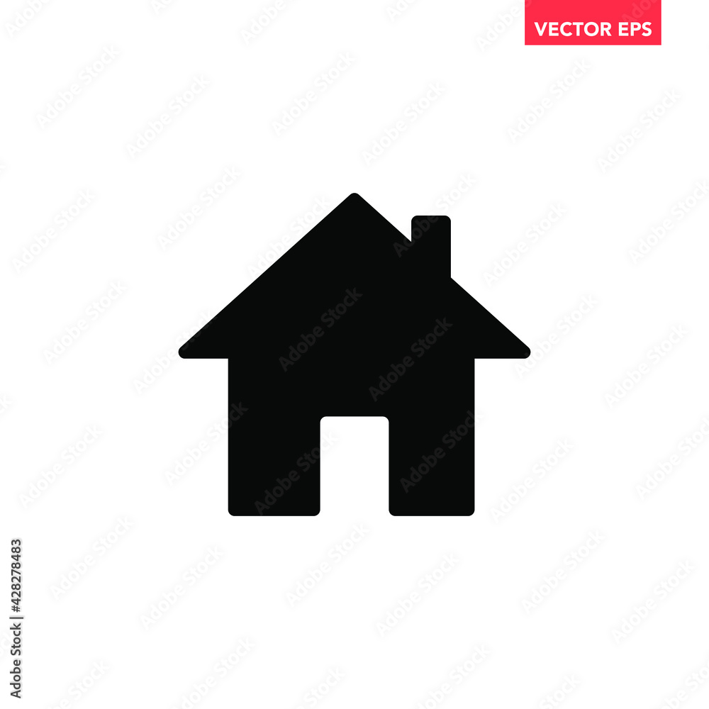 Poster black single house icon, simple urban style real estate flat design concept vector for app ads web b