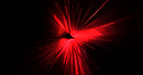 Futuristic lens flare. Light explosion star with glowing particles and lines. Beautiful abstract rays background.