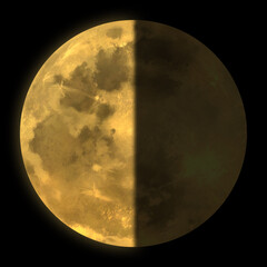 金色に光る月齢22(下弦)の月のイラスト素材