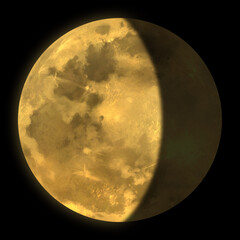 金色に光る月齢21の月のイラスト素材