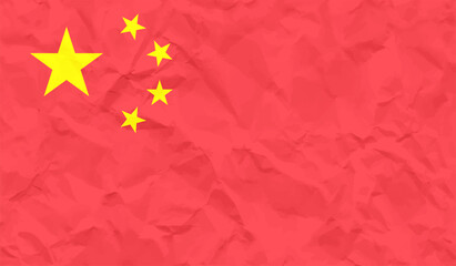 China grunge, old, scratched style flag