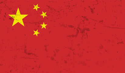 China grunge, old, scratched style flag