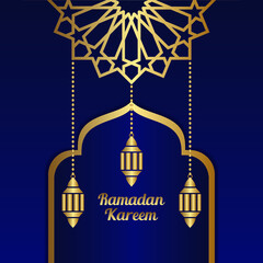 Ramadan Kareem islamic lantern background vector design