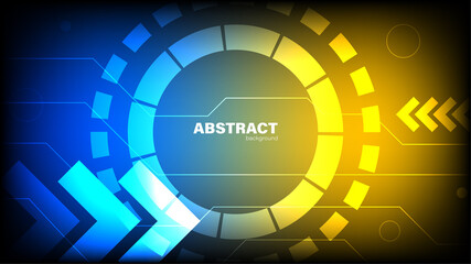 Abstract lines with blue and yellow background, Technology baclground concept with copy space, vector.