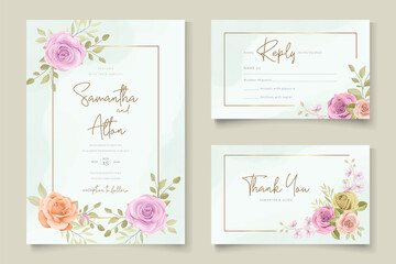 Elegant floral wedding invitation design with beautiful floral