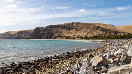 The breakwater and coastline at Rapid Bay on the Fleurieu Peninsula South Australia on April 12th 2021