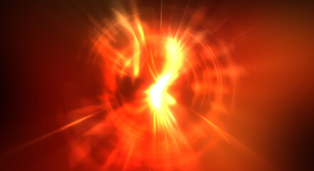 Dynamic moving burst of light. Beautiful shinning background of colorful lights. Vibrant energy display of a star with glowing light rays and particles.