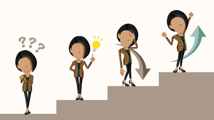 課題を解決して成功する人物のイラスト	