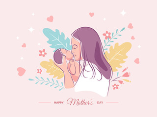 Obraz na płótnie Canvas Mother holding baby in arms vector artwork happy mothers day