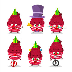 Cartoon character of ice cream raspberry cup with various circus shows