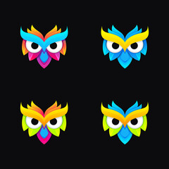 colorful owl logo design ilustration