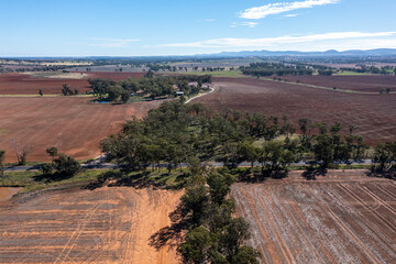 Drone aerial photograph of burnt agricultural fields