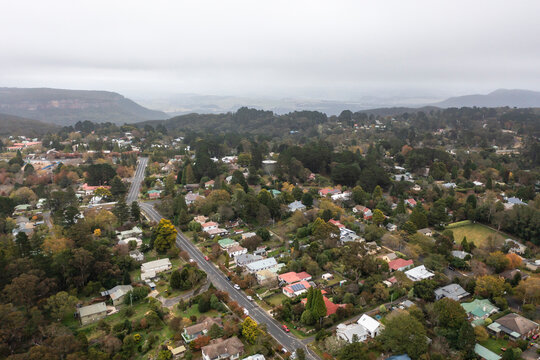 Drone aerial photograph of low clouds over The Blue Mountains